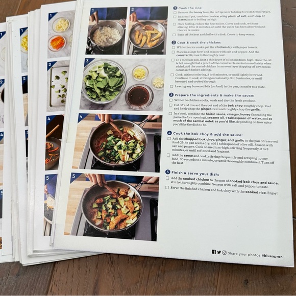 LOT 43 Blue Apron Recipe Meal Cards Seafood Beef Chicken Pork Veg Hello Fresh - Picture 4 of 5